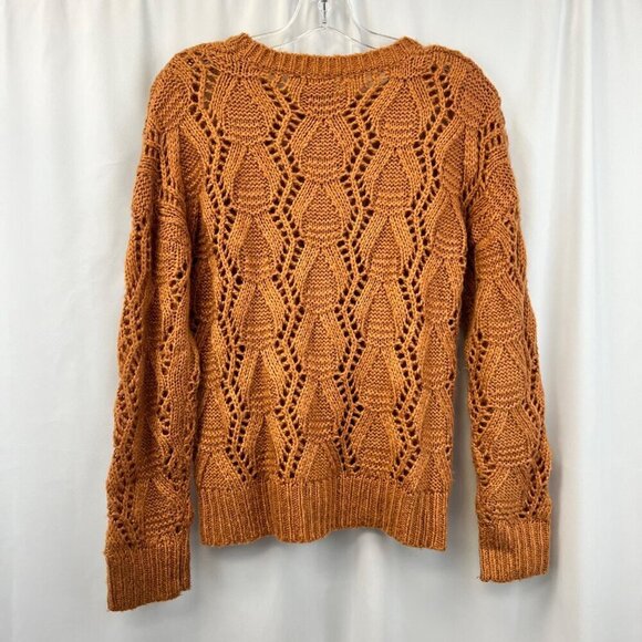 Lumiere Open Knit Long Sleeve Pullover Sweater Womens Size Small Spice - Picture 7 of 9